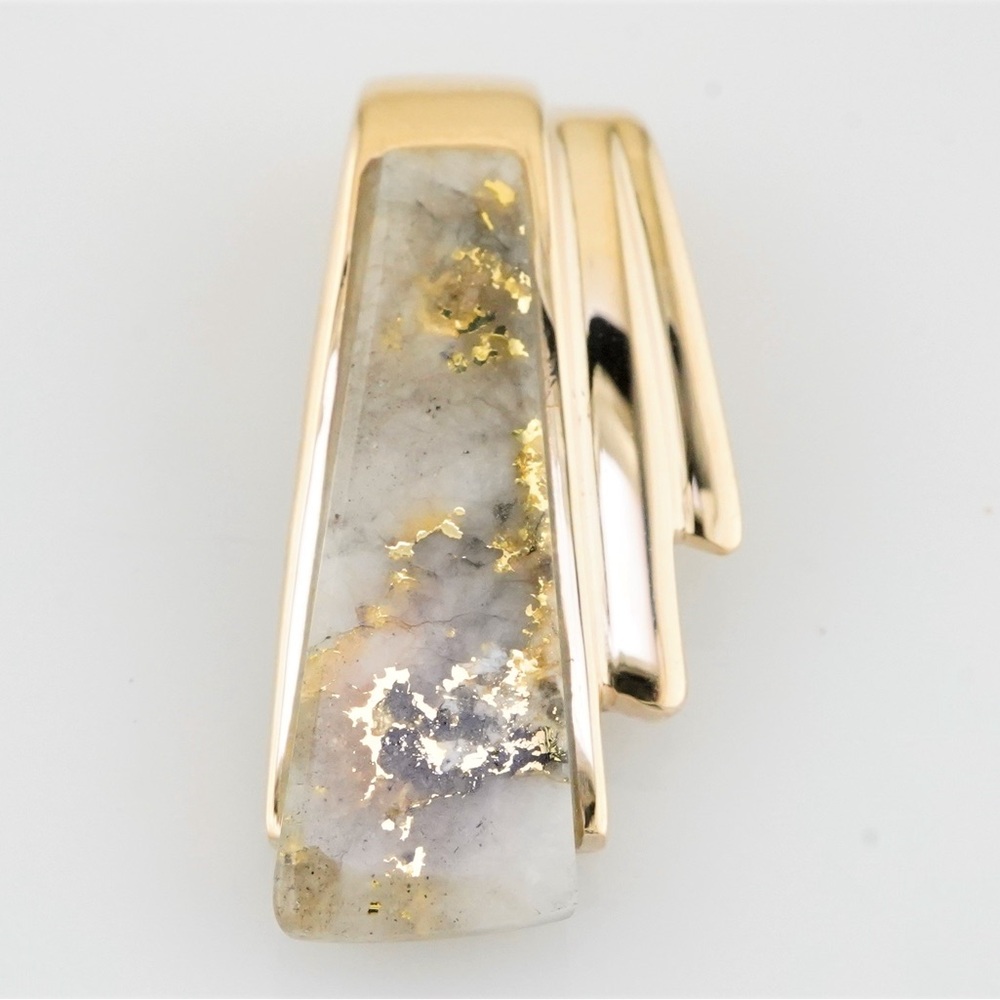 Solid 14k yellow gold “Alaskan gold quartz” slide pendant